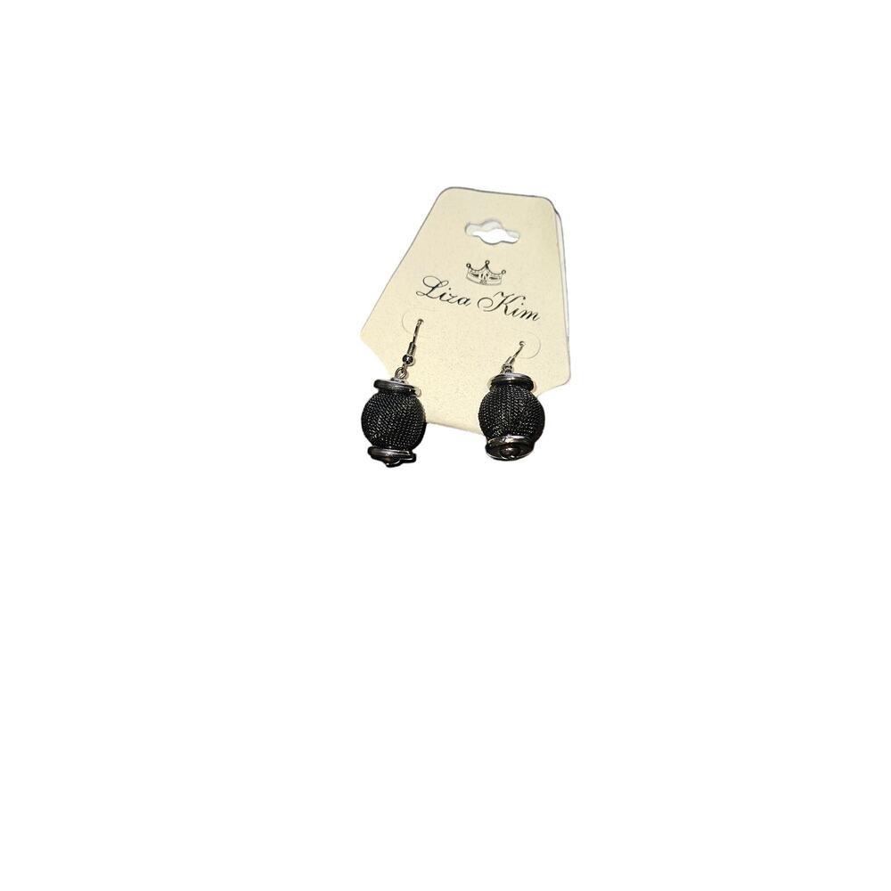 Liza Kim Earrings Black Mesh Design